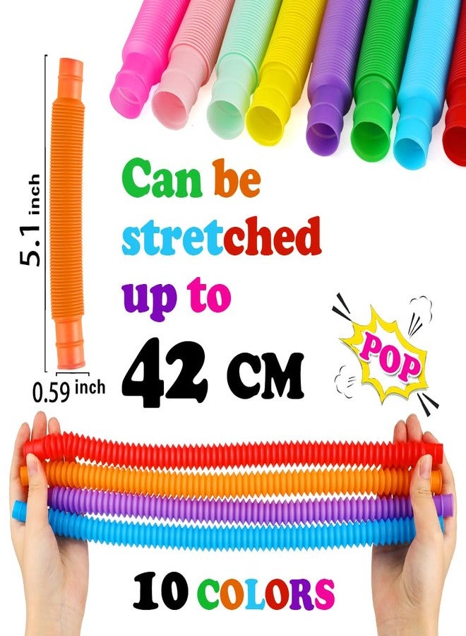 Siwarm 52 Pack Pop Tubes, Sensory Toys Party Favors For Kids 8-12 4-8 Fidget Toys For Anxiety Goodie Bag Stuffers Treasure Box Classroom Prizes Gifts for 3 4 5 6 7 8 9 Year Old Boys Girls Toddlers- 10 Colors - Image 3
